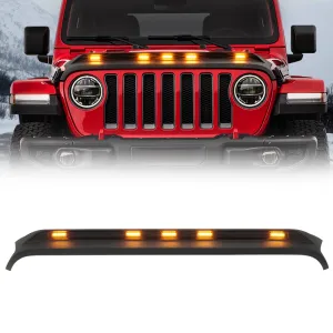 Front Hood Protector with Amber LED Lights for 2018-Later Jeep Wrangler JL & Gladiator JT