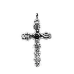 Genuine Black Onyx Cross Pendant, Sterling Silver, Authentic Navajo Native American USA Handmade, Artist Signed, Nickel Free, Unisex Southwest Jewelry