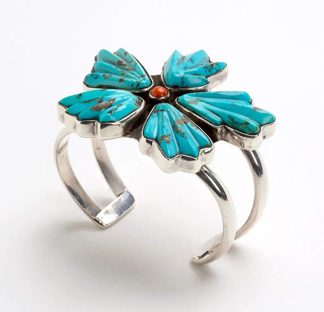 Globe Arizona Sleeping Beauty Turquoise Blossom Cuff Bracelet