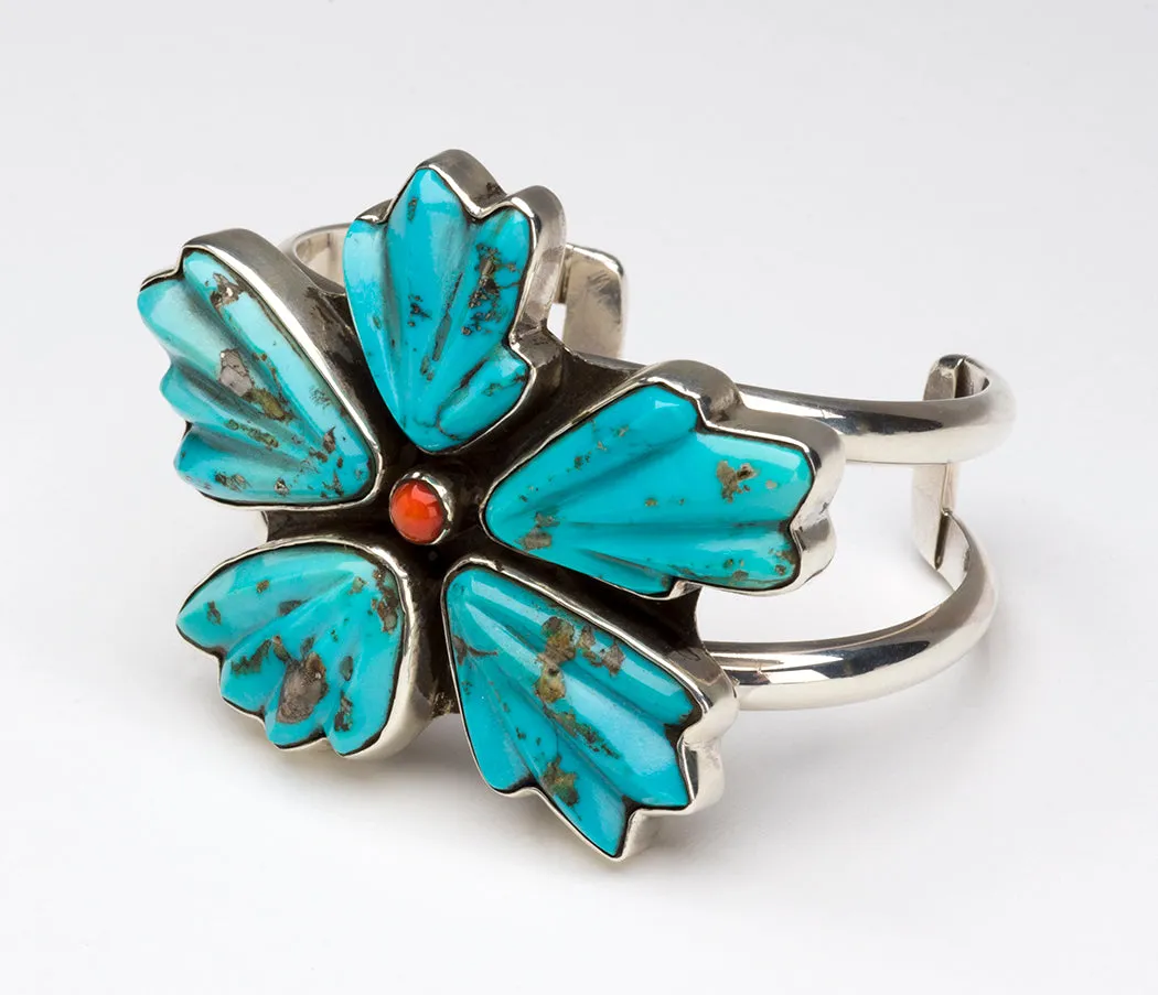 Globe Arizona Sleeping Beauty Turquoise Blossom Cuff Bracelet