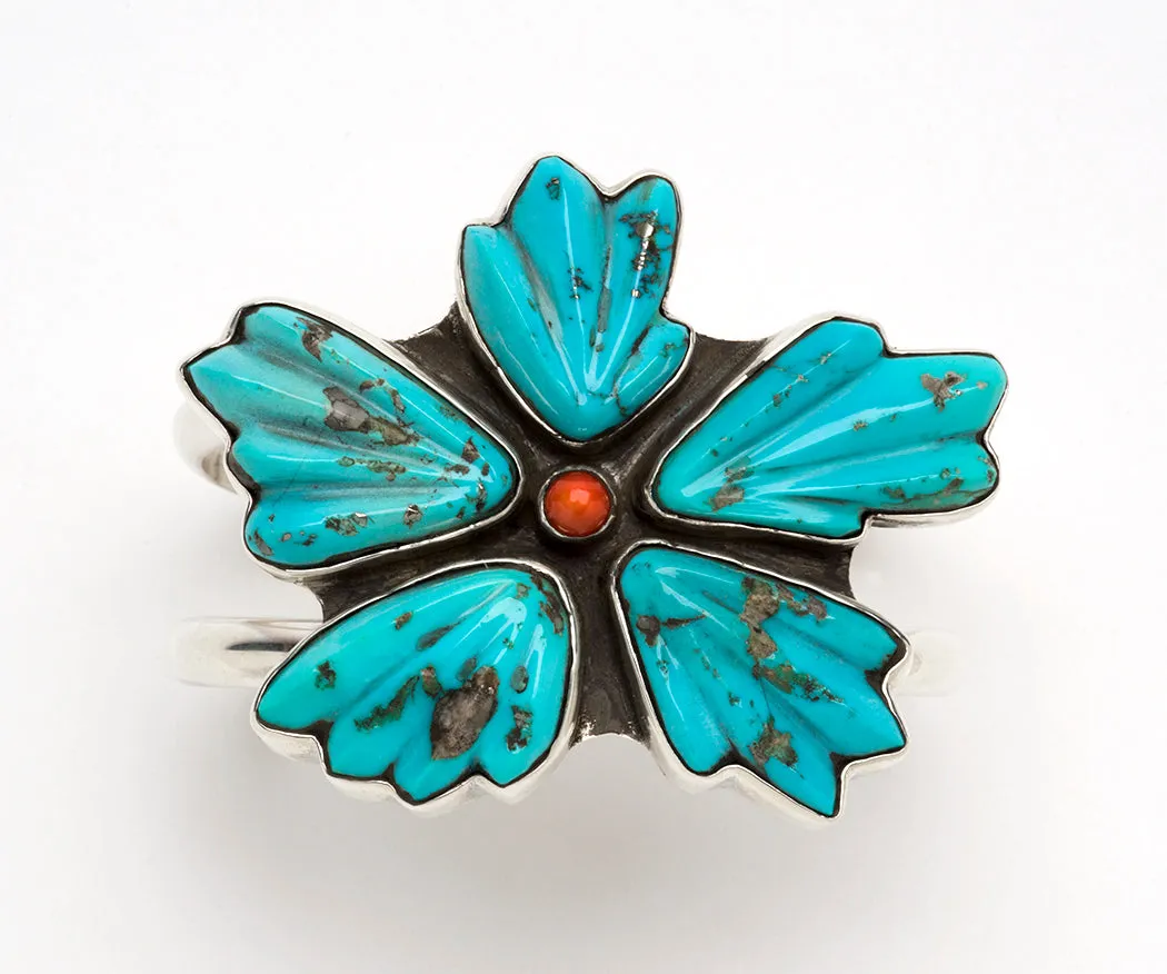 Globe Arizona Sleeping Beauty Turquoise Blossom Cuff Bracelet