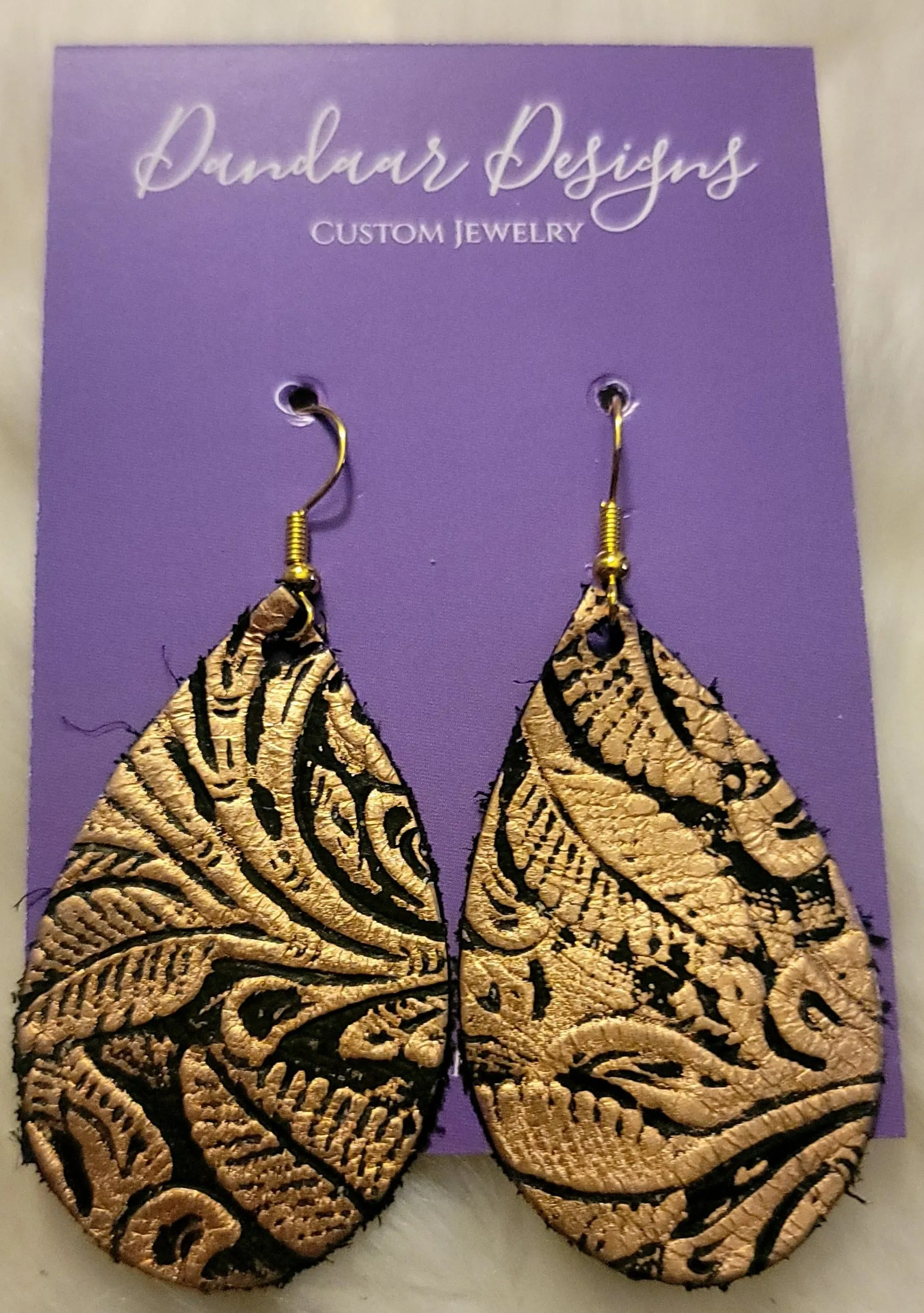 Gold and Black Foil Design Earrings