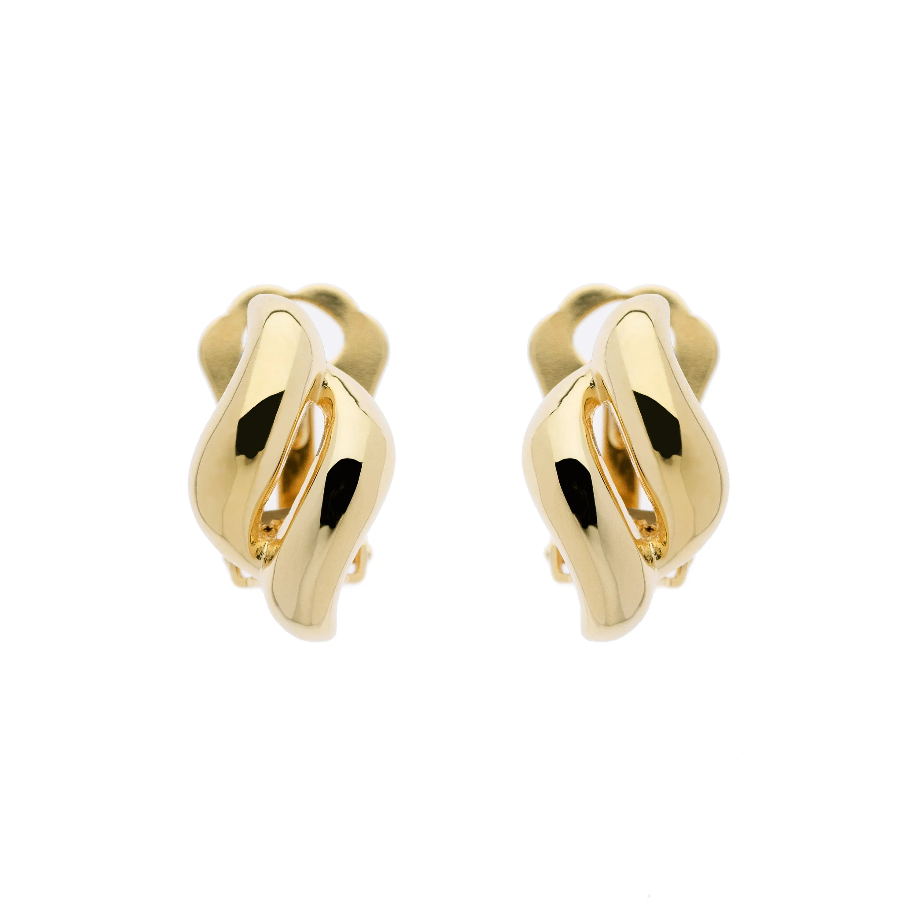 Gold Diamond Shape Clip Earrings