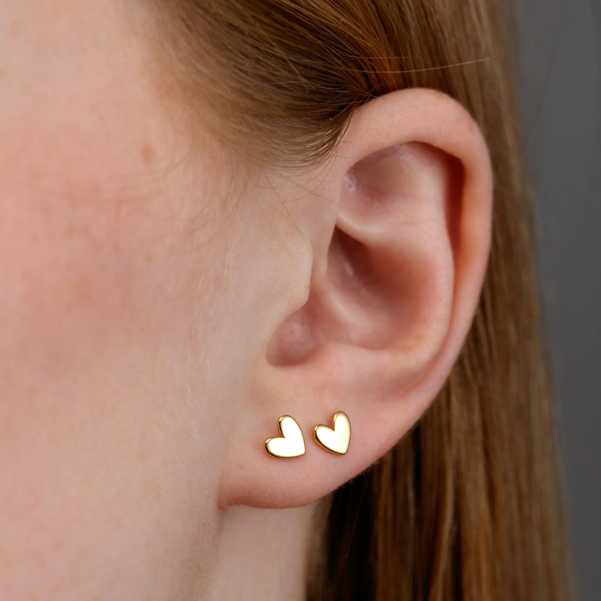 Gold Plated Heart Stud Earrings