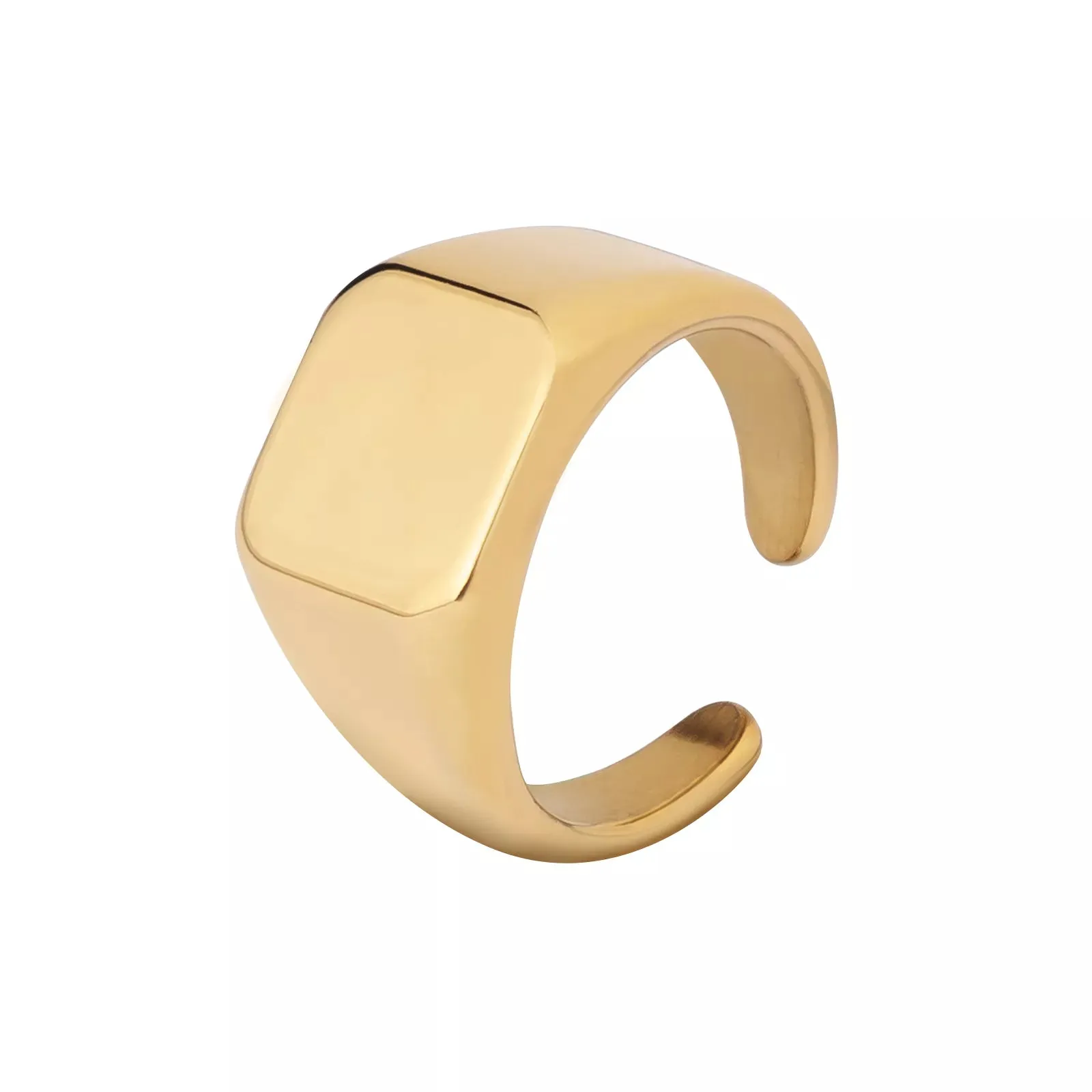 Gold Stainless Steel Square Signet Rings (3pcs)