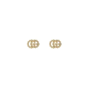 Gucci 18K Yellow Gold GG Running Diamond Stud Earrings