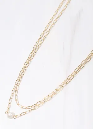 Hale Layered Necklace with Pearl GOLD