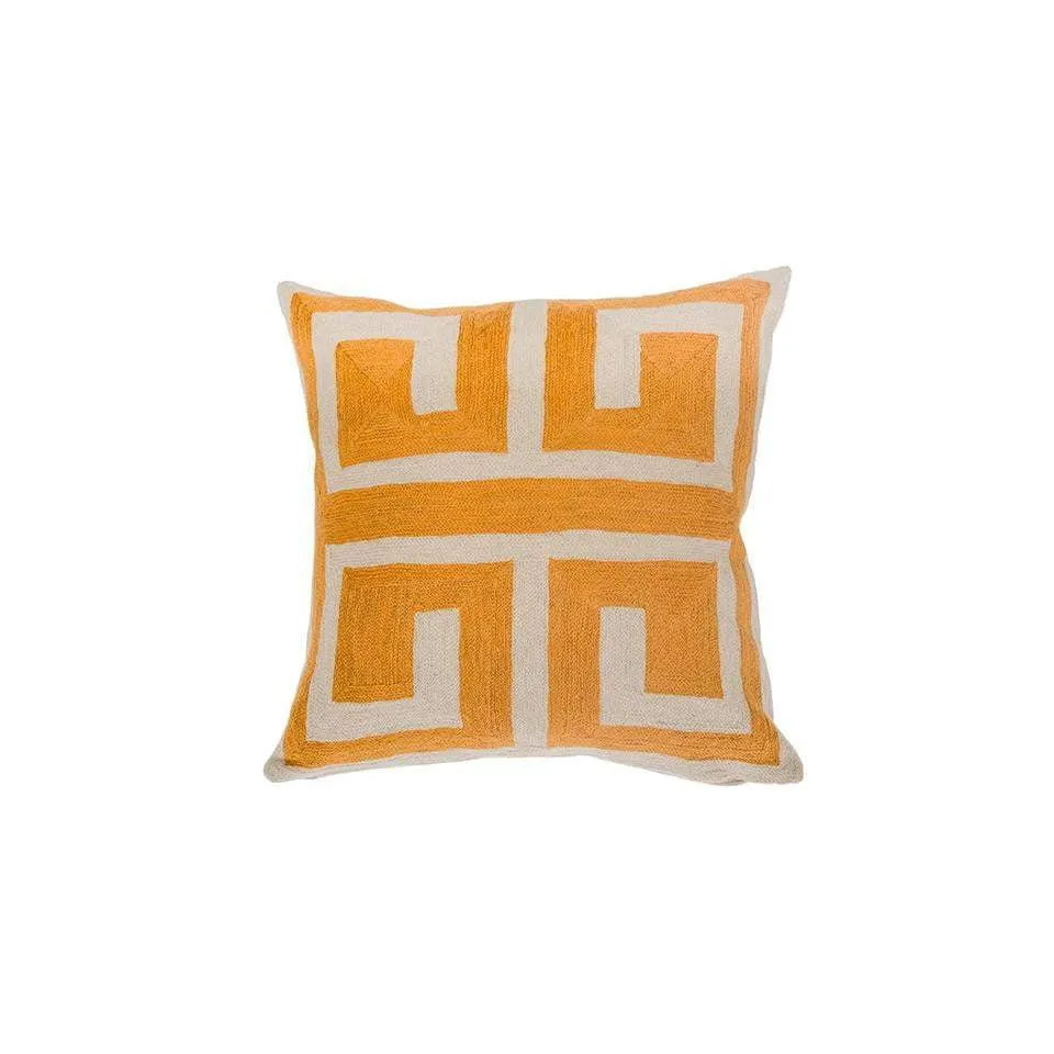 Handmade Amber Greek Key Cushion Cover - Set of 2