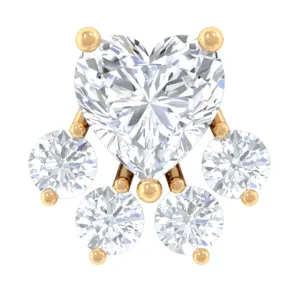 Heart Shape Moissanite Paw Cartilage Earring in Gold