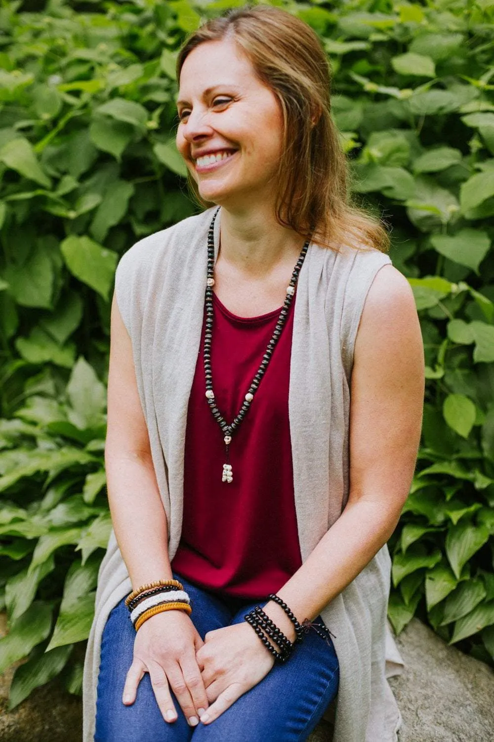 Inlaid Bone Impermanence Mala & Bracelet Set