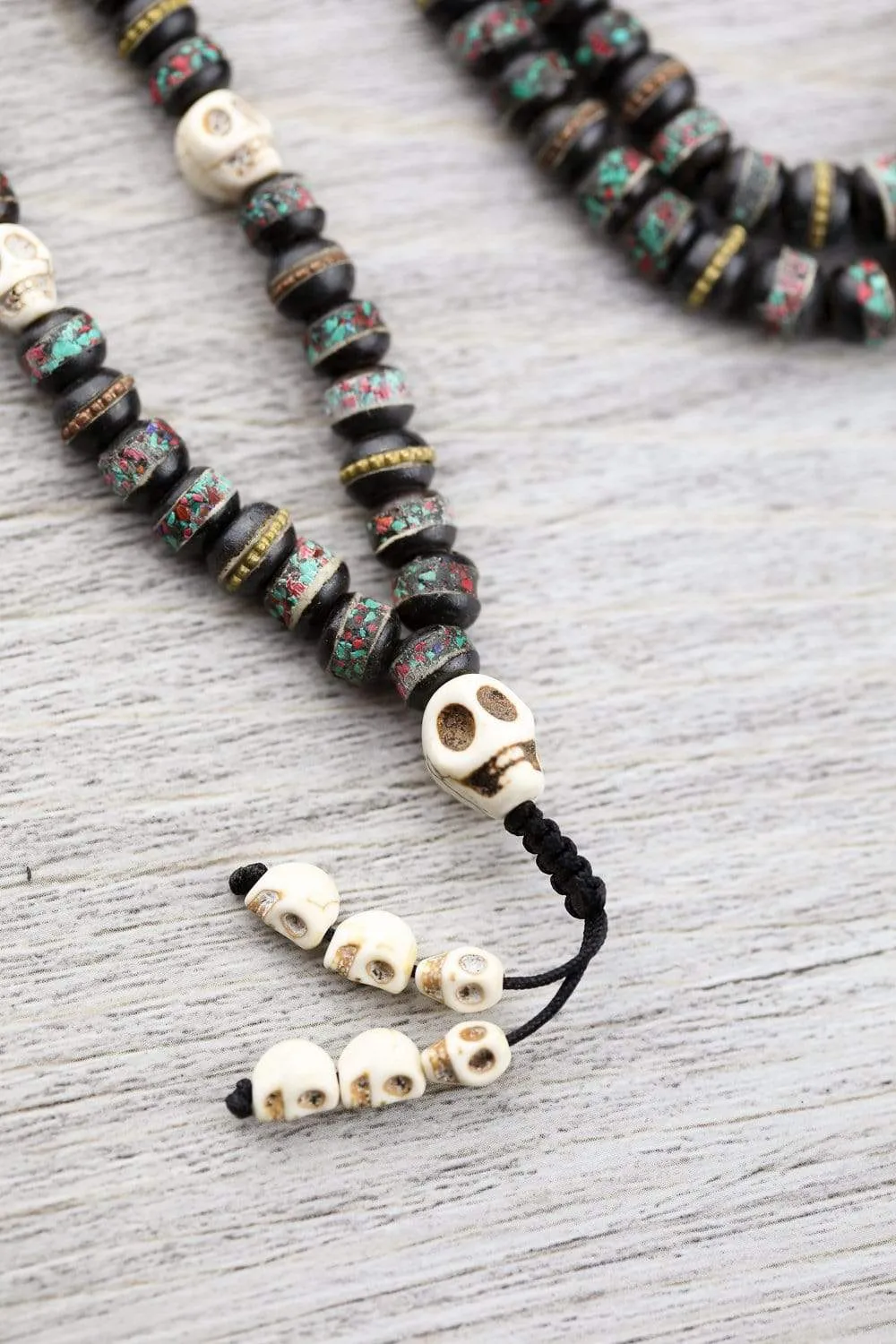 Inlaid Bone Impermanence Mala & Bracelet Set