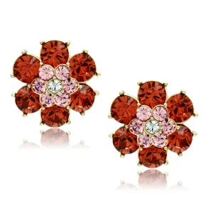 IP Gold(Ion Plating) Brass Earrings with Top Grade Crystal in Multi Color for Women Multi Color Stone Color Style GL252