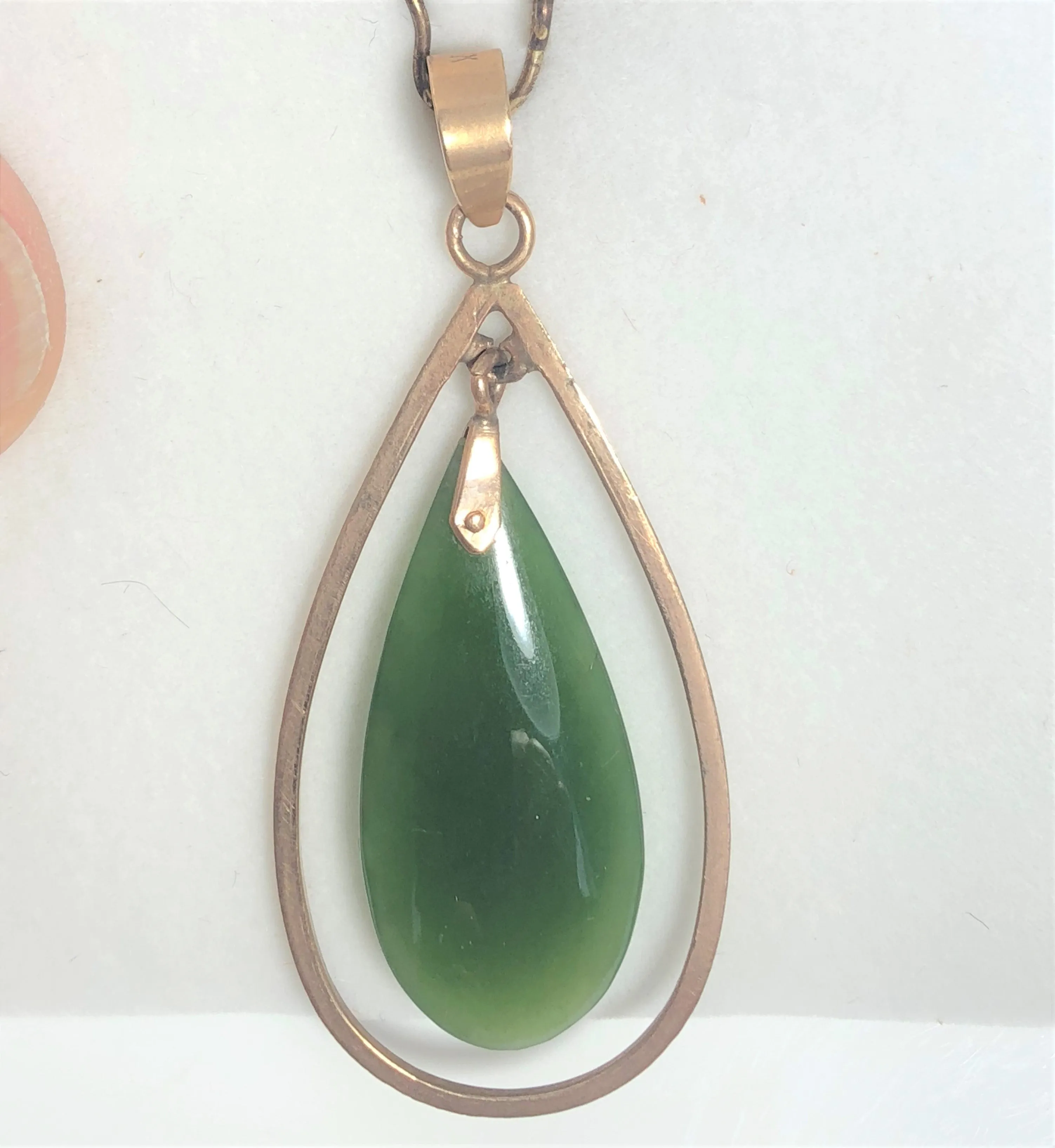 Jade Teardrop Gold Pendant