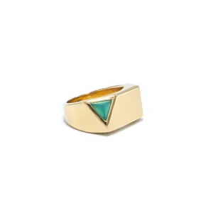 Jewel Beneath Signet Ring - Green Onyx, 24ct Gold Vermeil