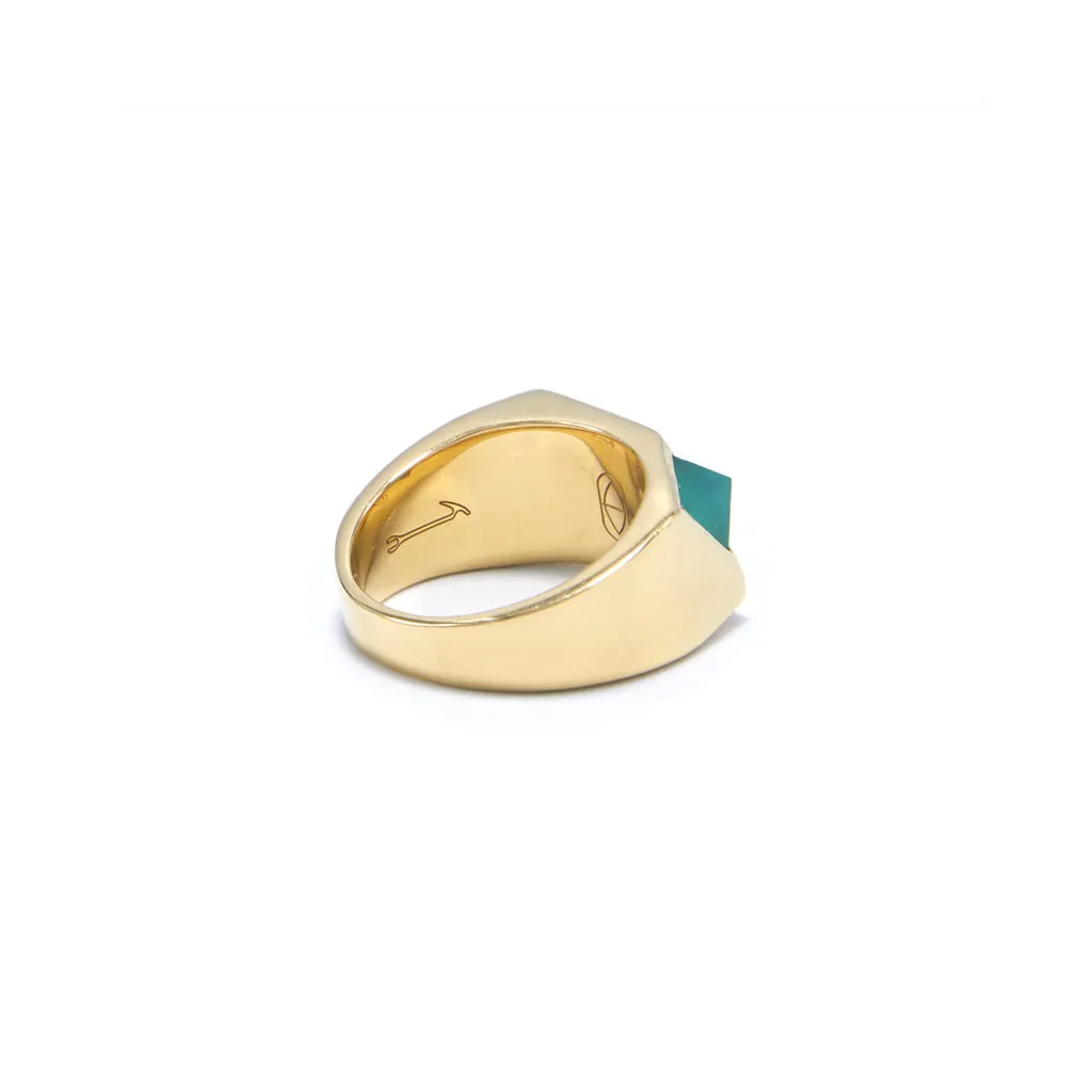 Jewel Beneath Signet Ring - Green Onyx, 24ct Gold Vermeil