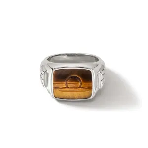 John Hardy Tiger Eye Carved Signet Ring in Sterling Silver