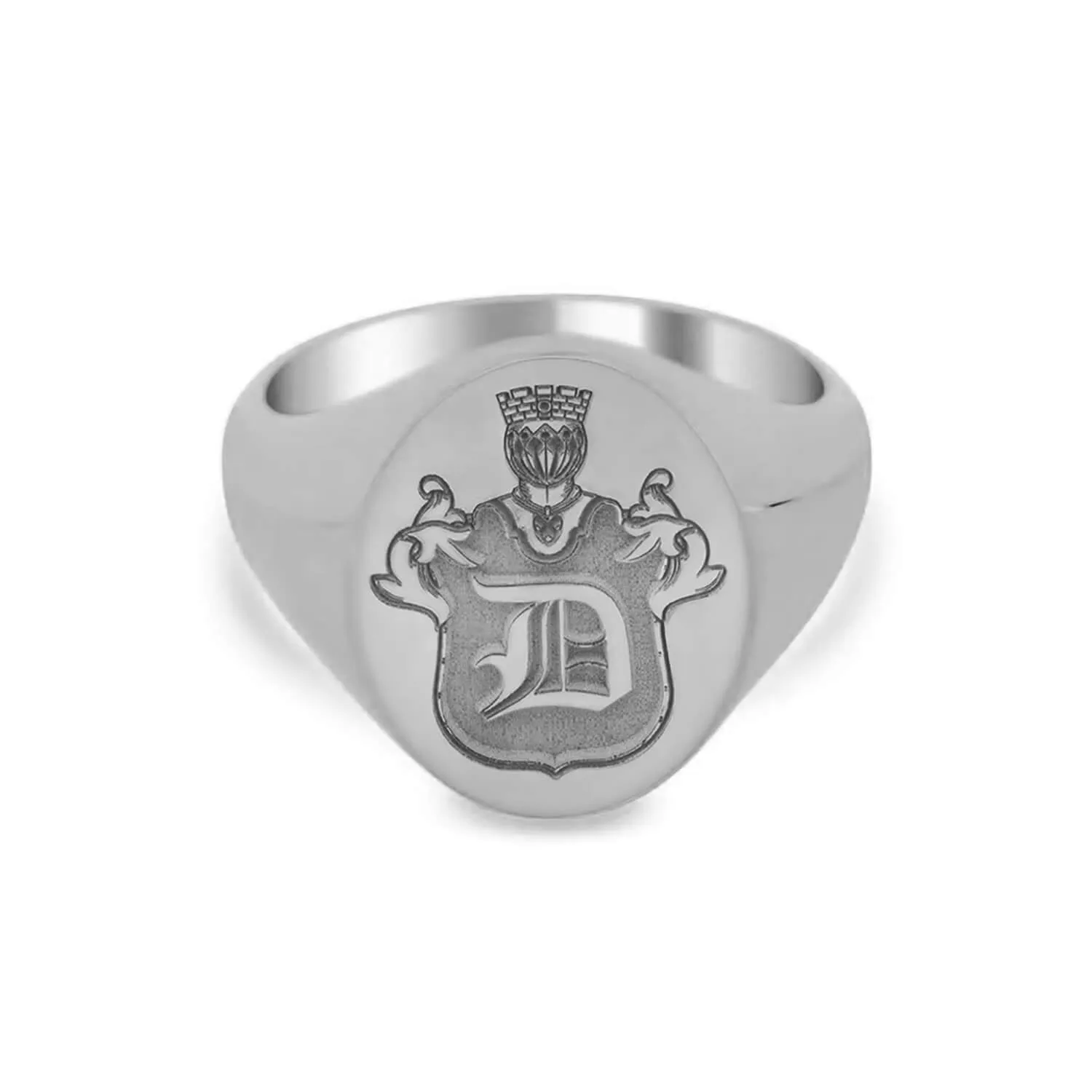 Knight's Crest Single Initial Monogram Signet Ring for Women