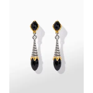 Konstantino Anthos Collection Silver and Gold Eon Drop Black Onyx Earrings