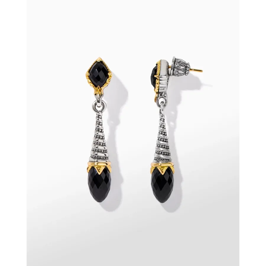 Konstantino Anthos Collection Silver and Gold Eon Drop Black Onyx Earrings