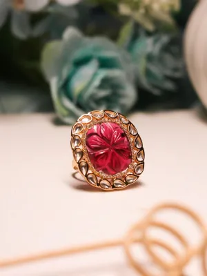 Kundan Ruby Ring Red