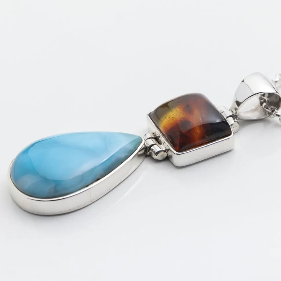 Larimar Amber Pendant Cercei