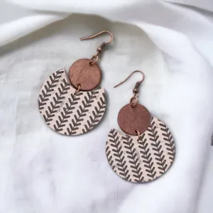 Leaf Pattern Round Drop Earrings