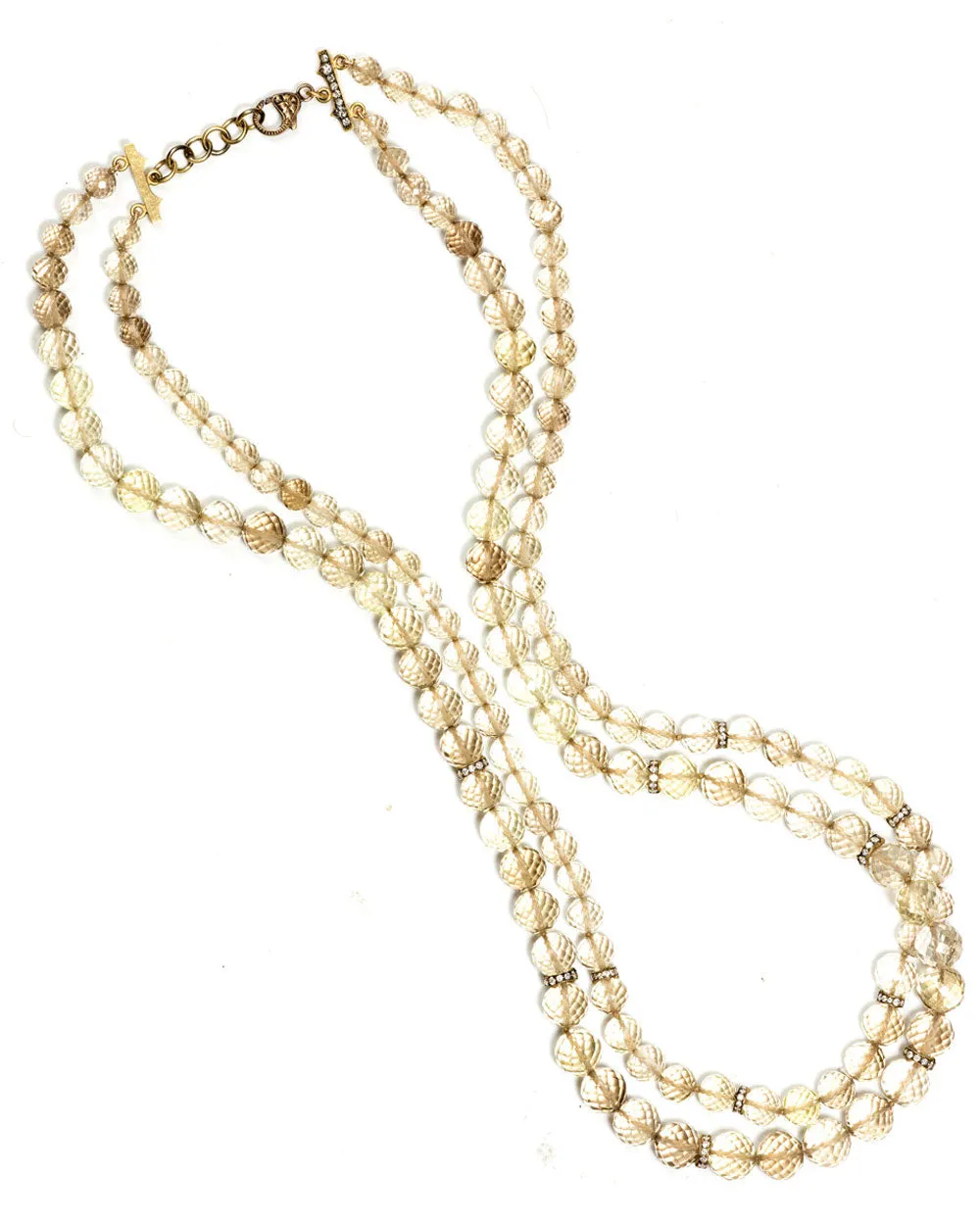 Lemon Quartz and Diamond Double Strand Necklace