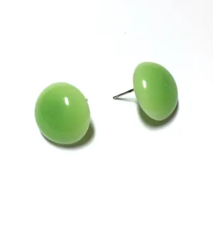 Lime Green Moonglow Retro Button Stud Earrings