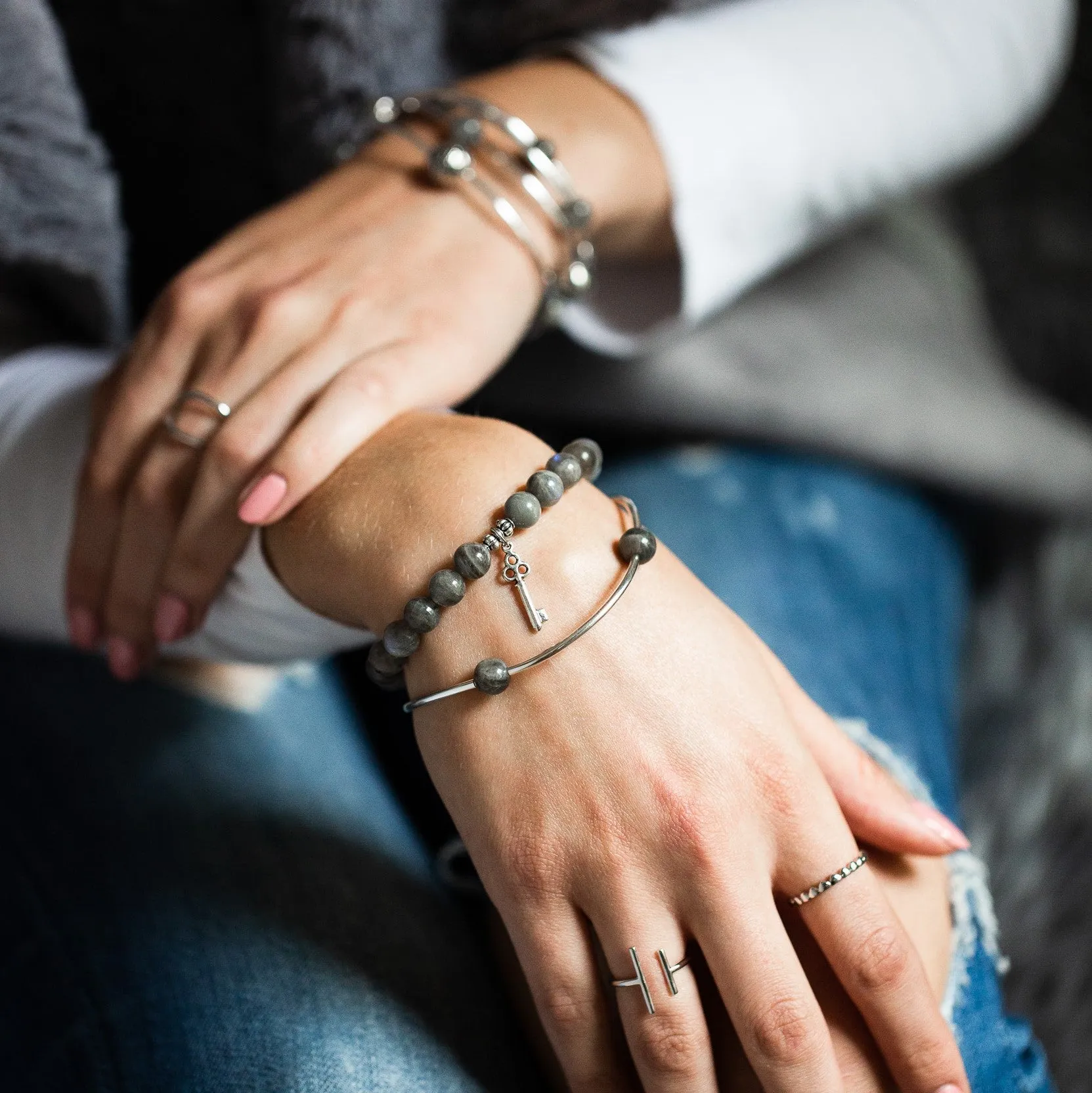 Love | Stone Beaded Charm Bracelet | Amethyst - Inspiration