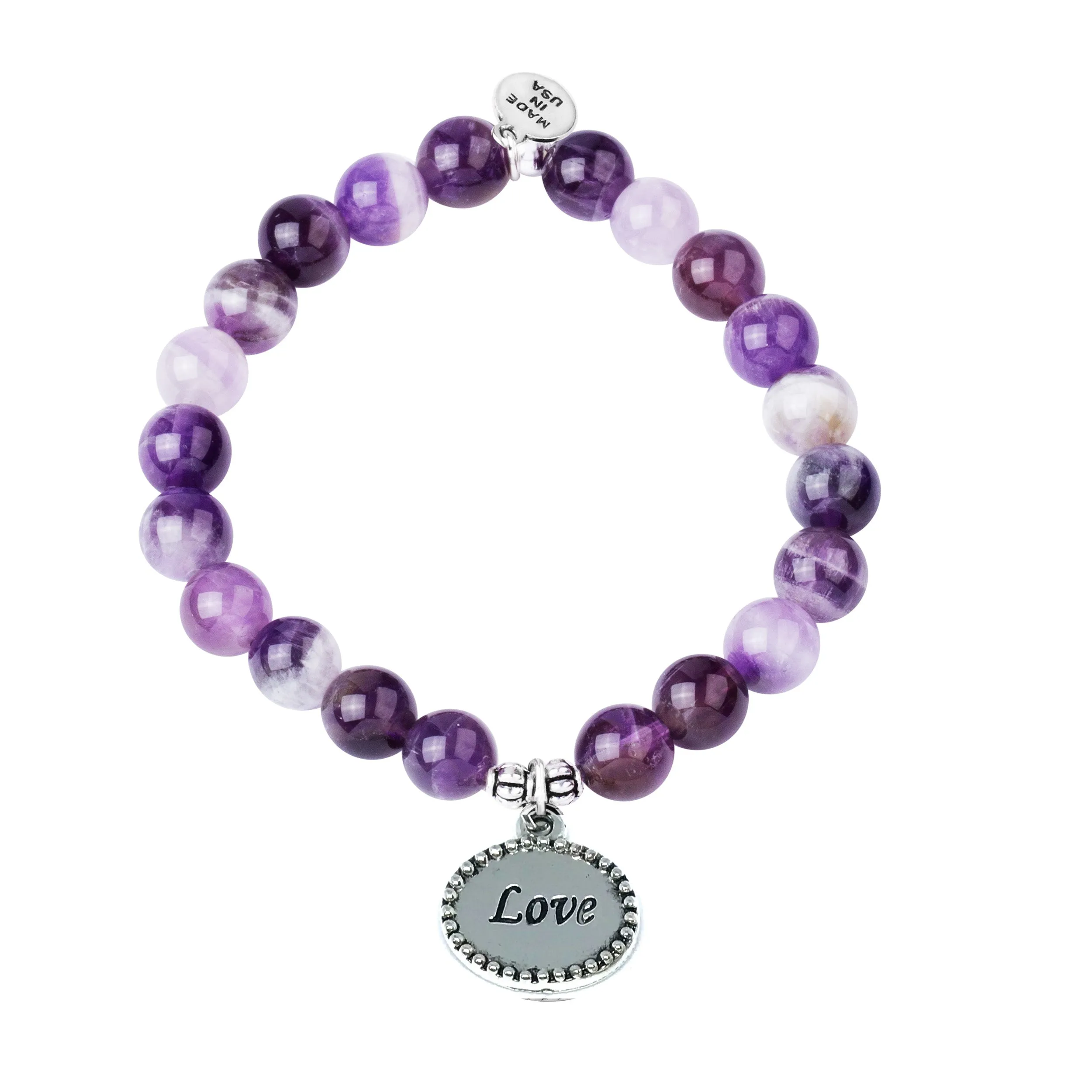 Love | Stone Beaded Charm Bracelet | Amethyst - Inspiration