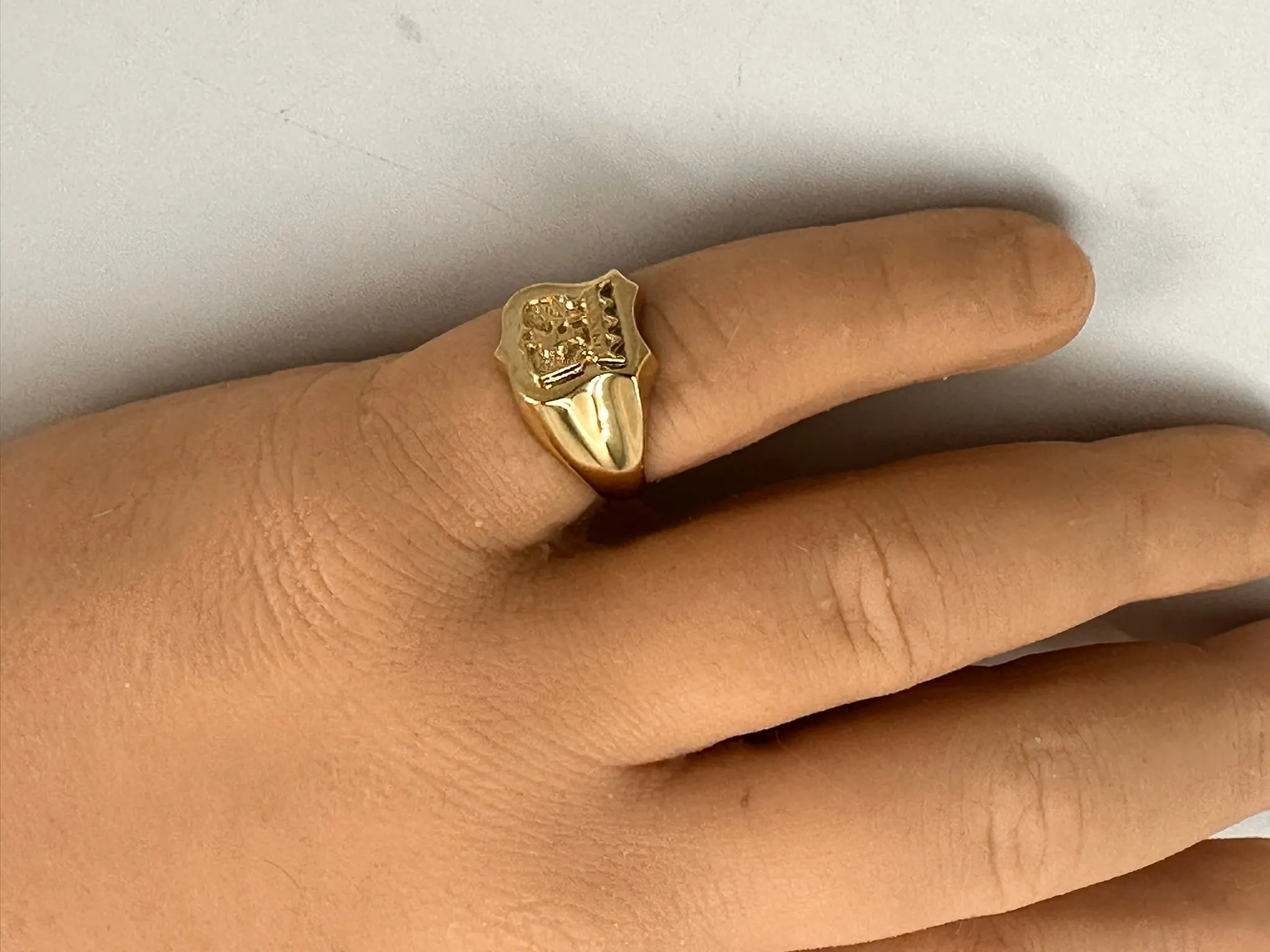 Majestic 9ct Yellow Gold Signet Ring with Crowned Lion Motif