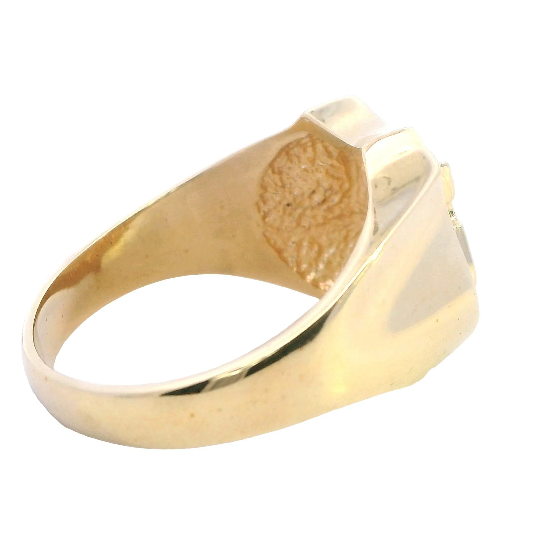 Majestic 9ct Yellow Gold Signet Ring with Crowned Lion Motif