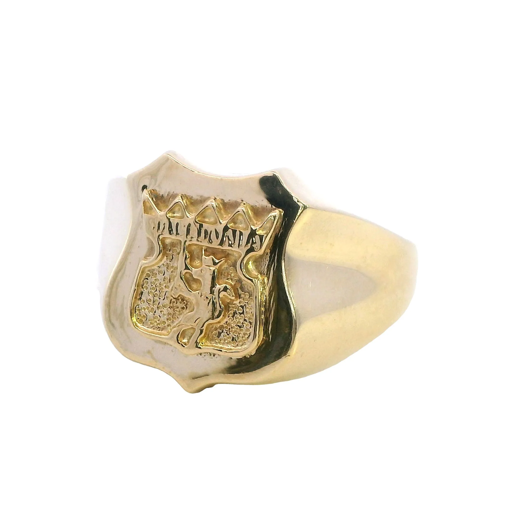 Majestic 9ct Yellow Gold Signet Ring with Crowned Lion Motif