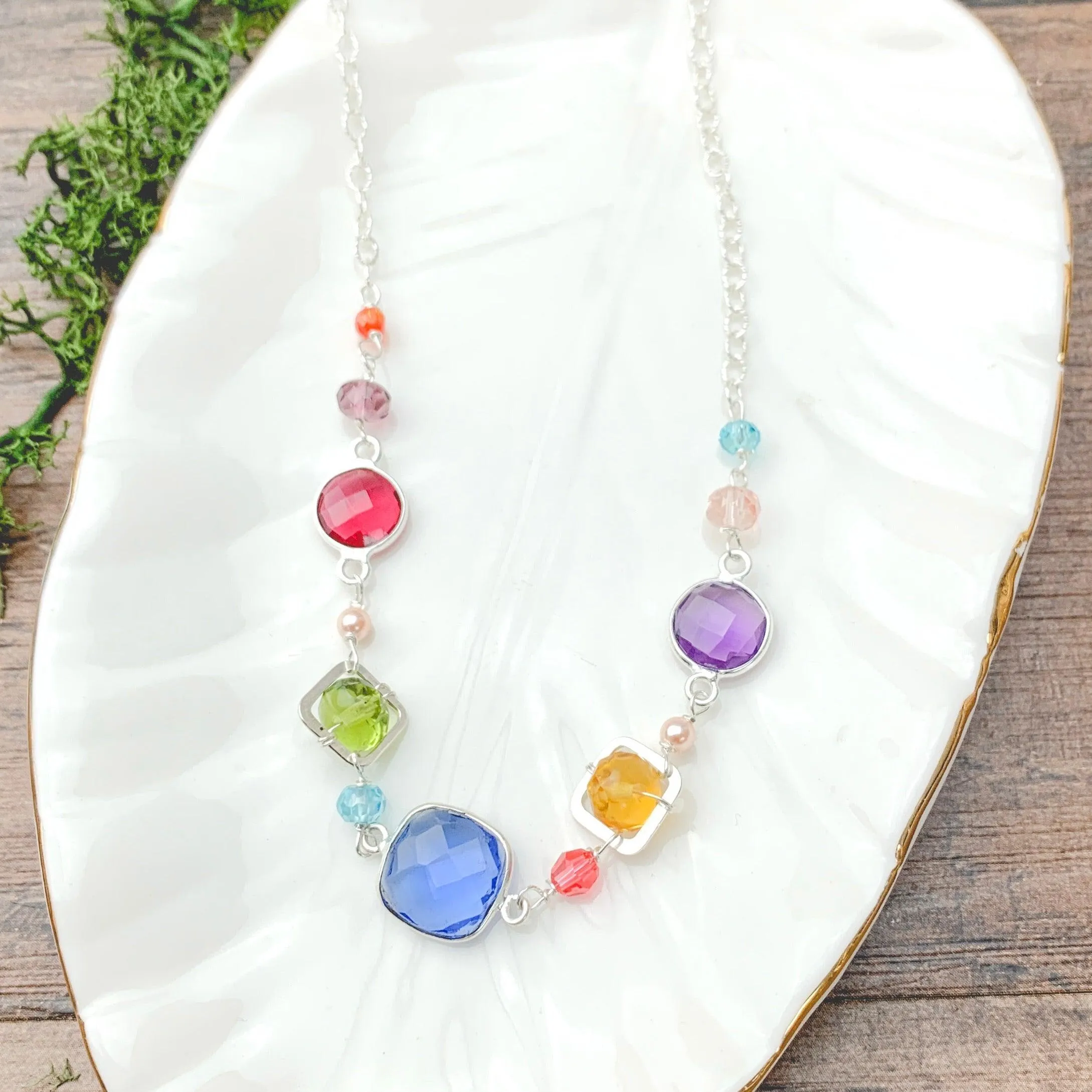 Medium Mixed Shapes Colorful Layering Necklace