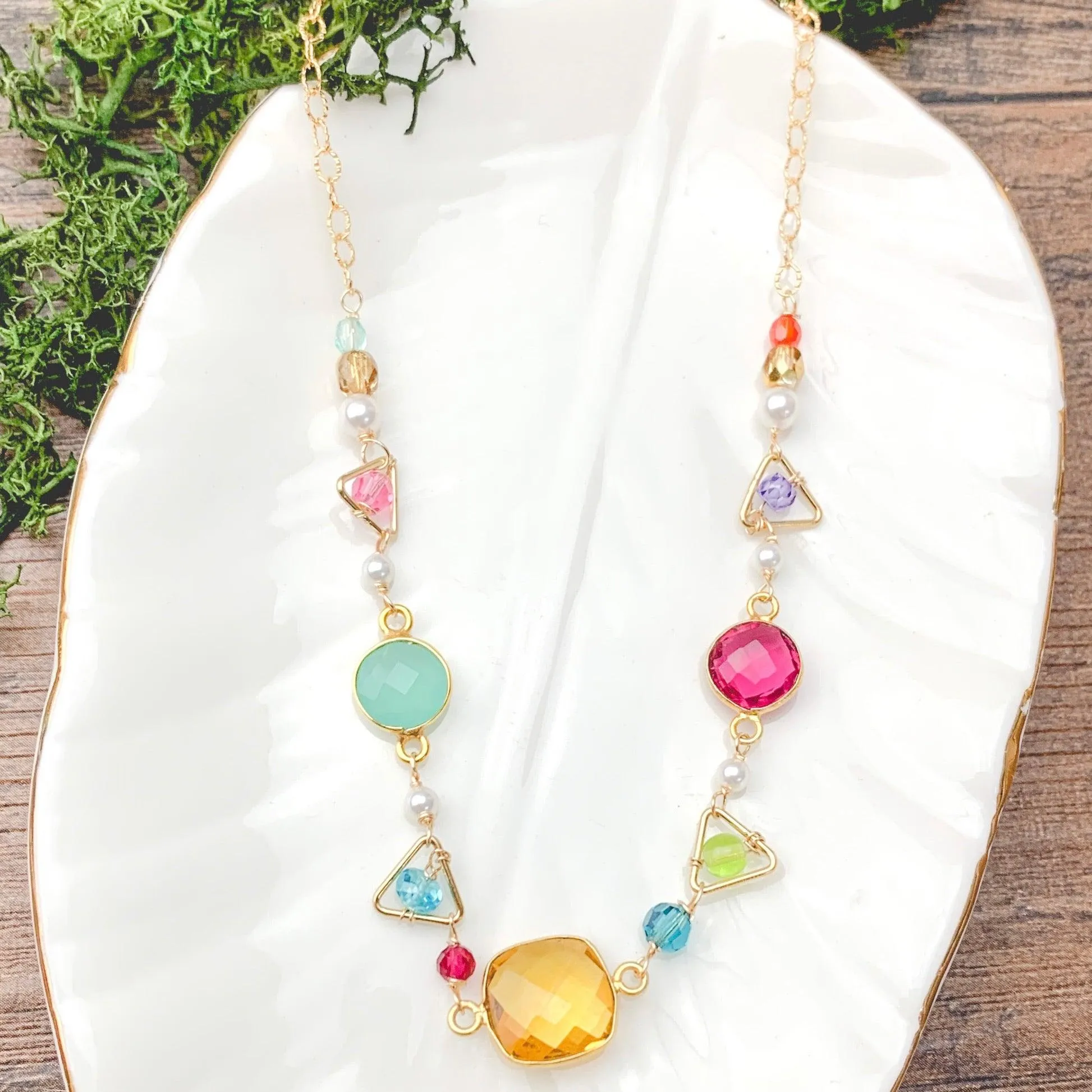 Medium Mixed Shapes Colorful Layering Necklace