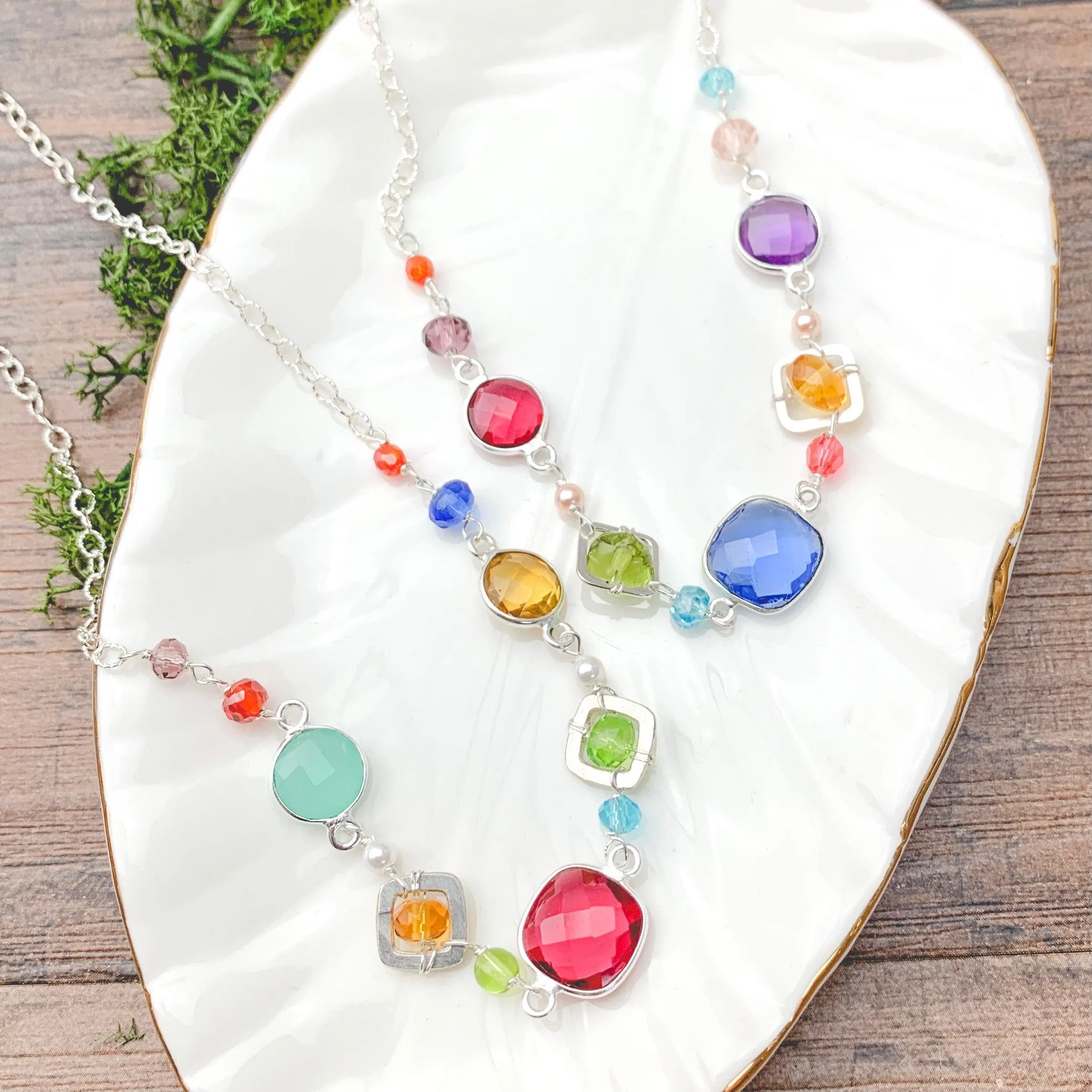 Medium Mixed Shapes Colorful Layering Necklace