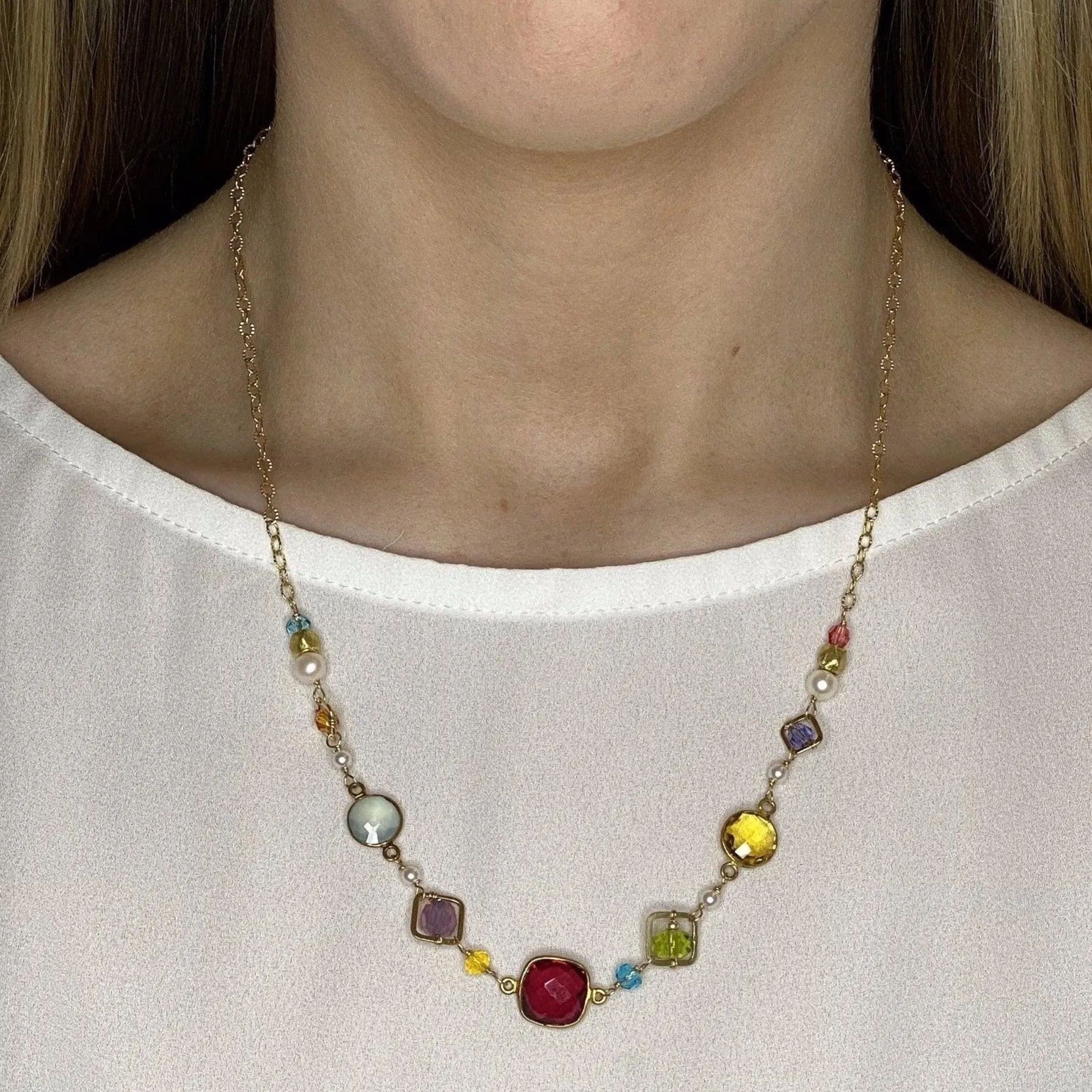 Medium Mixed Shapes Colorful Layering Necklace