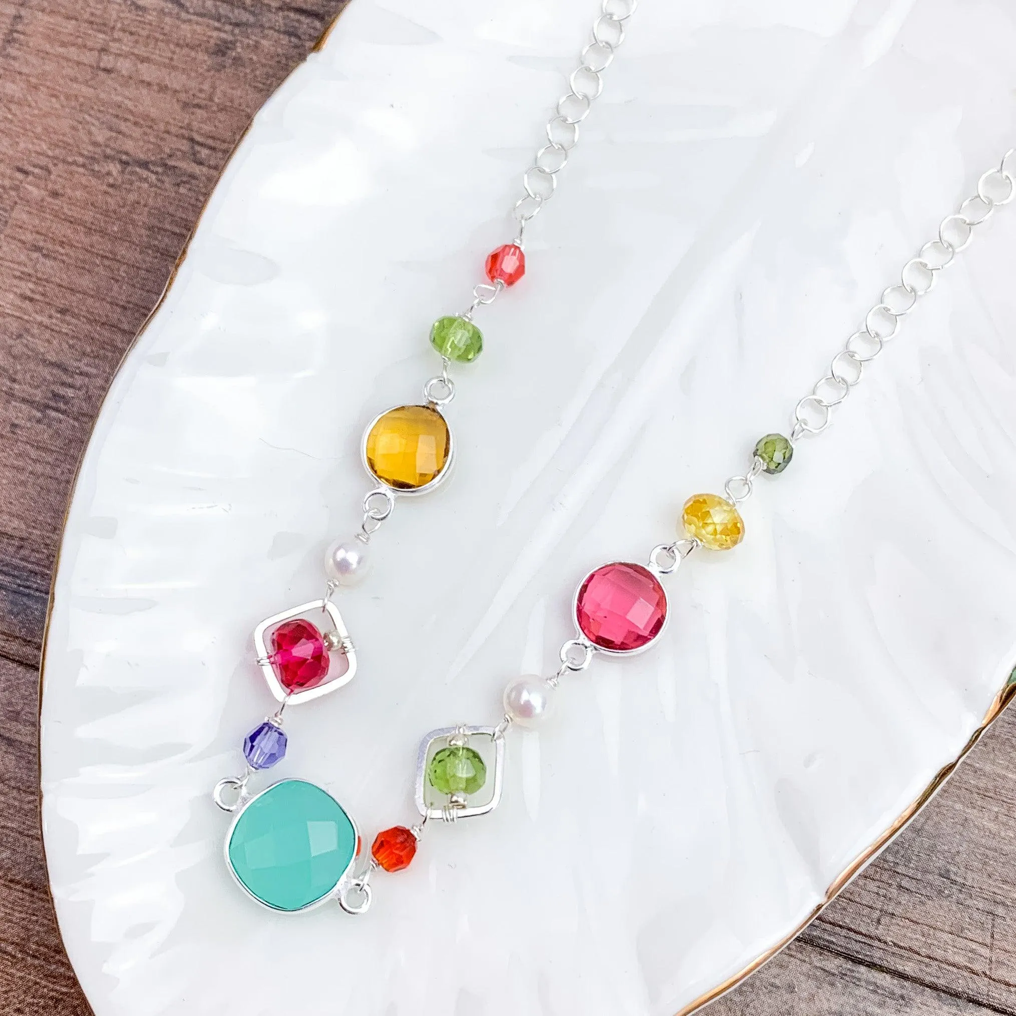 Medium Mixed Shapes Colorful Layering Necklace