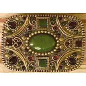 Michal Golan Garnet and Jade Belt Buckle