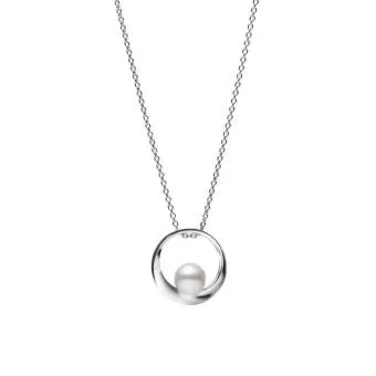 Mikimoto 18K White Gold Single Akoya Pearl Pendant Necklace, 16-18 inch