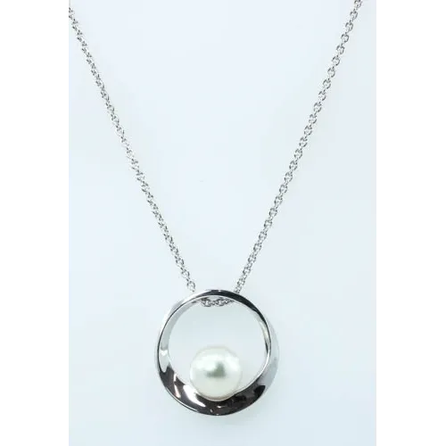 Mikimoto 18K White Gold Single Akoya Pearl Pendant Necklace, 16-18 inch