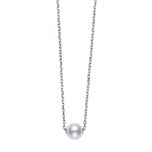 Mikimoto 18K White Gold Single Cultured Akoya Pearl Necklace 18 inch