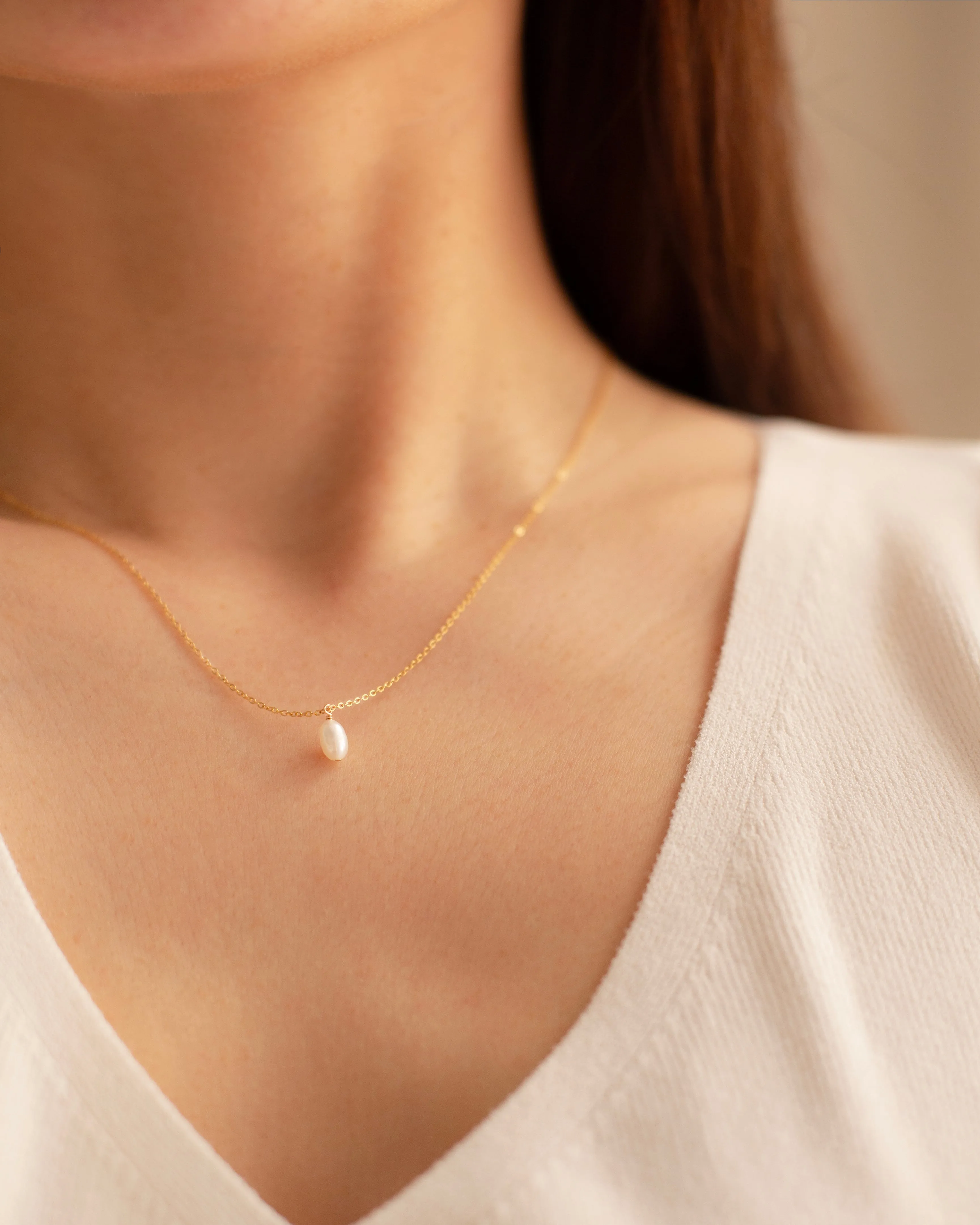 Mini Oval Pearl Drop Necklace