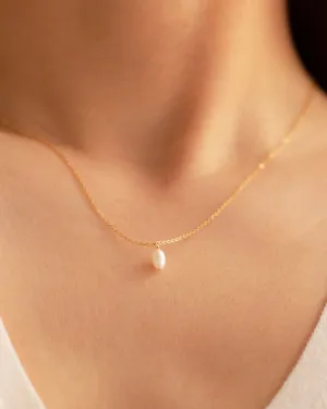 Mini Oval Pearl Drop Necklace