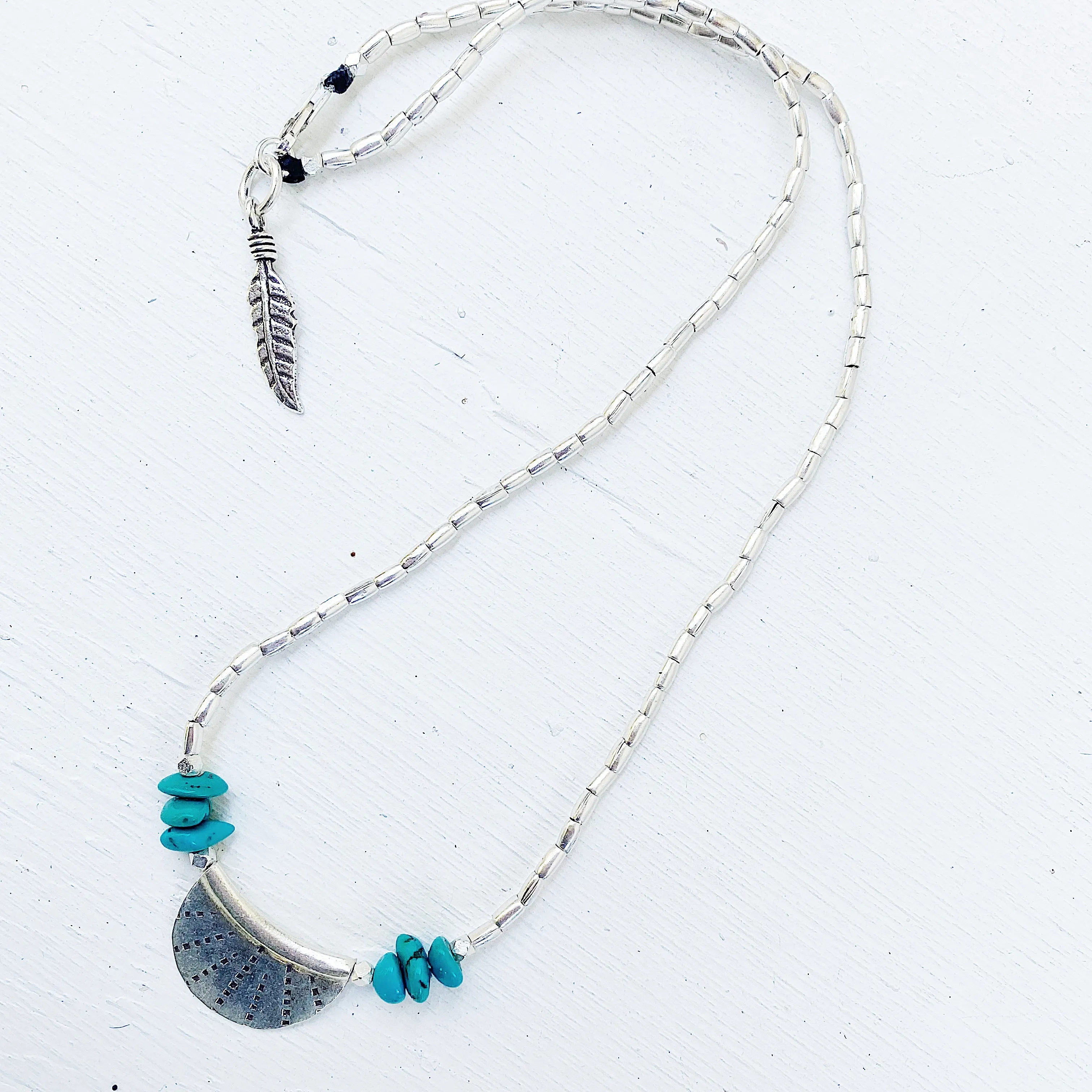 MINI TURQUOISE CRESCENT MOON GODDESS NECKLACE