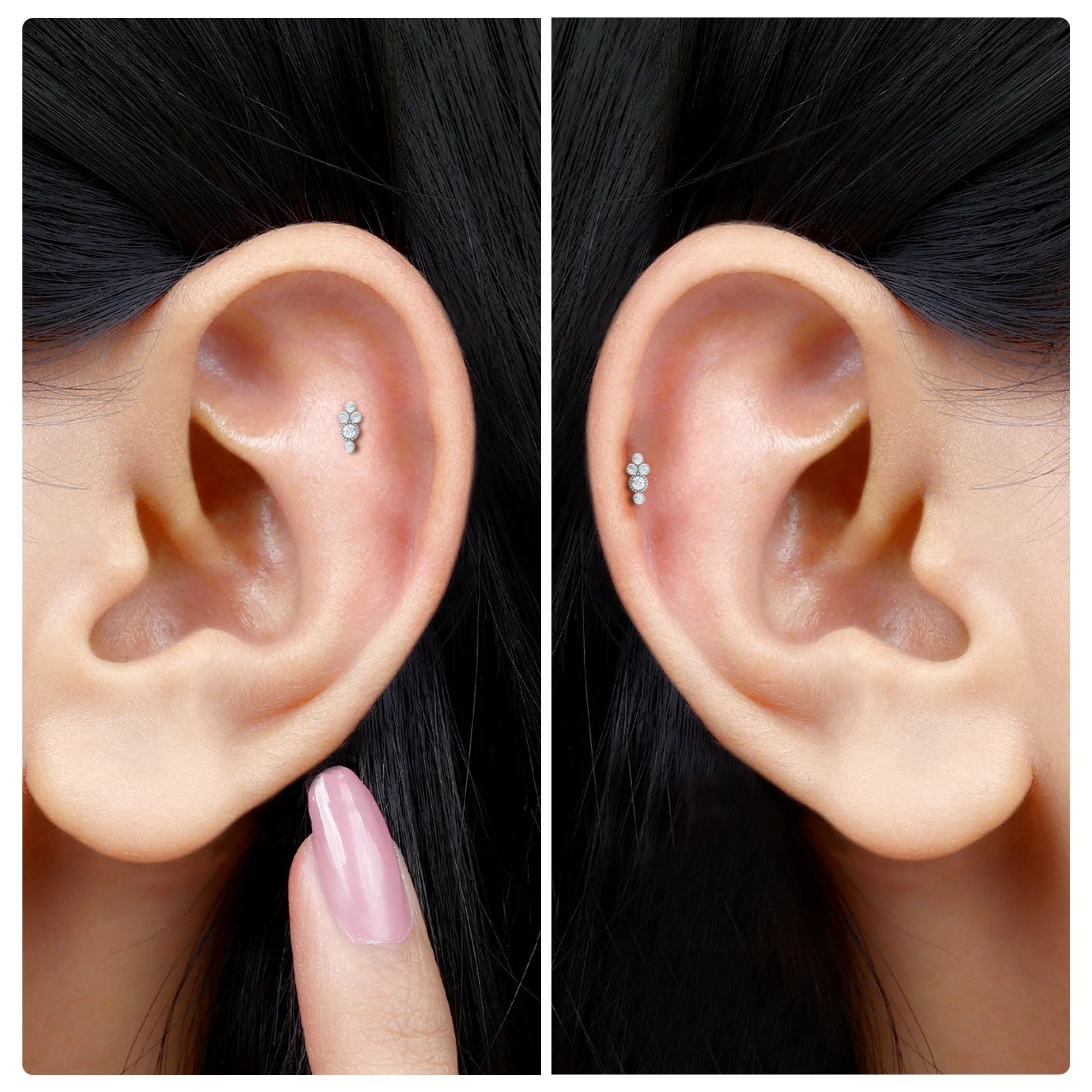 Minimalist Diamond Helix Earring in Bezel Setting