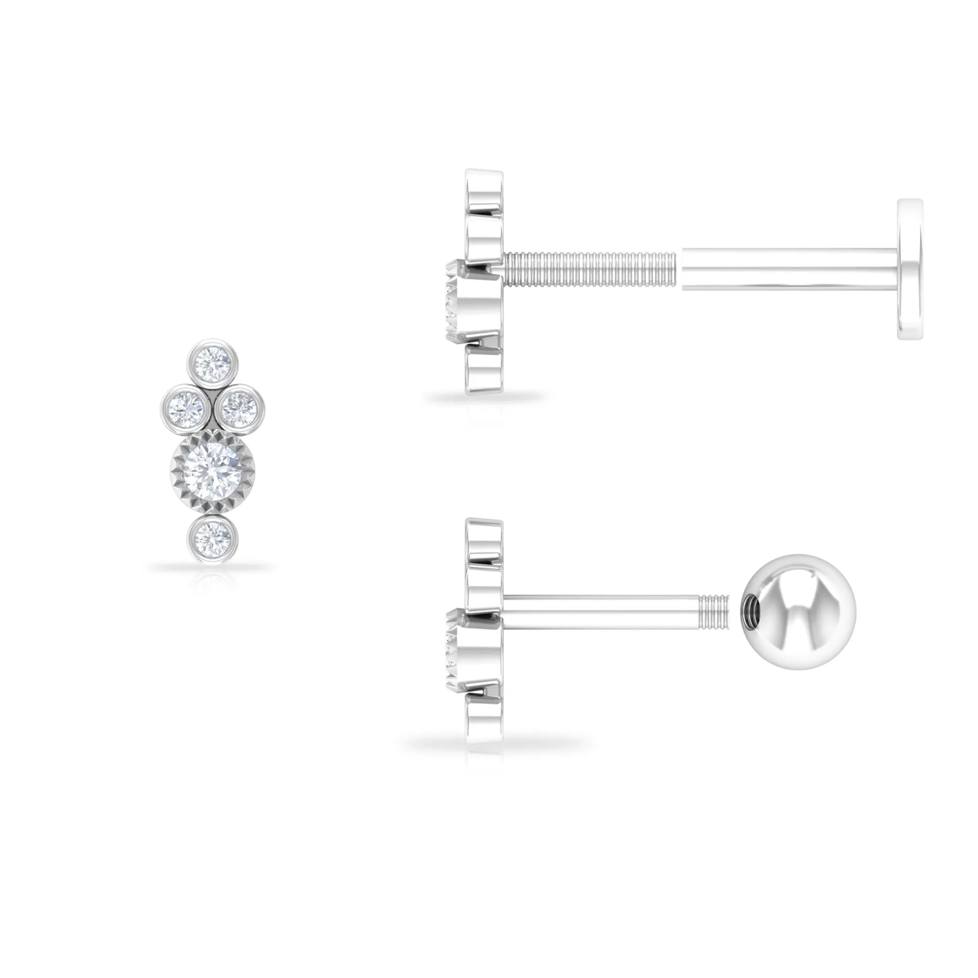 Minimalist Diamond Helix Earring in Bezel Setting