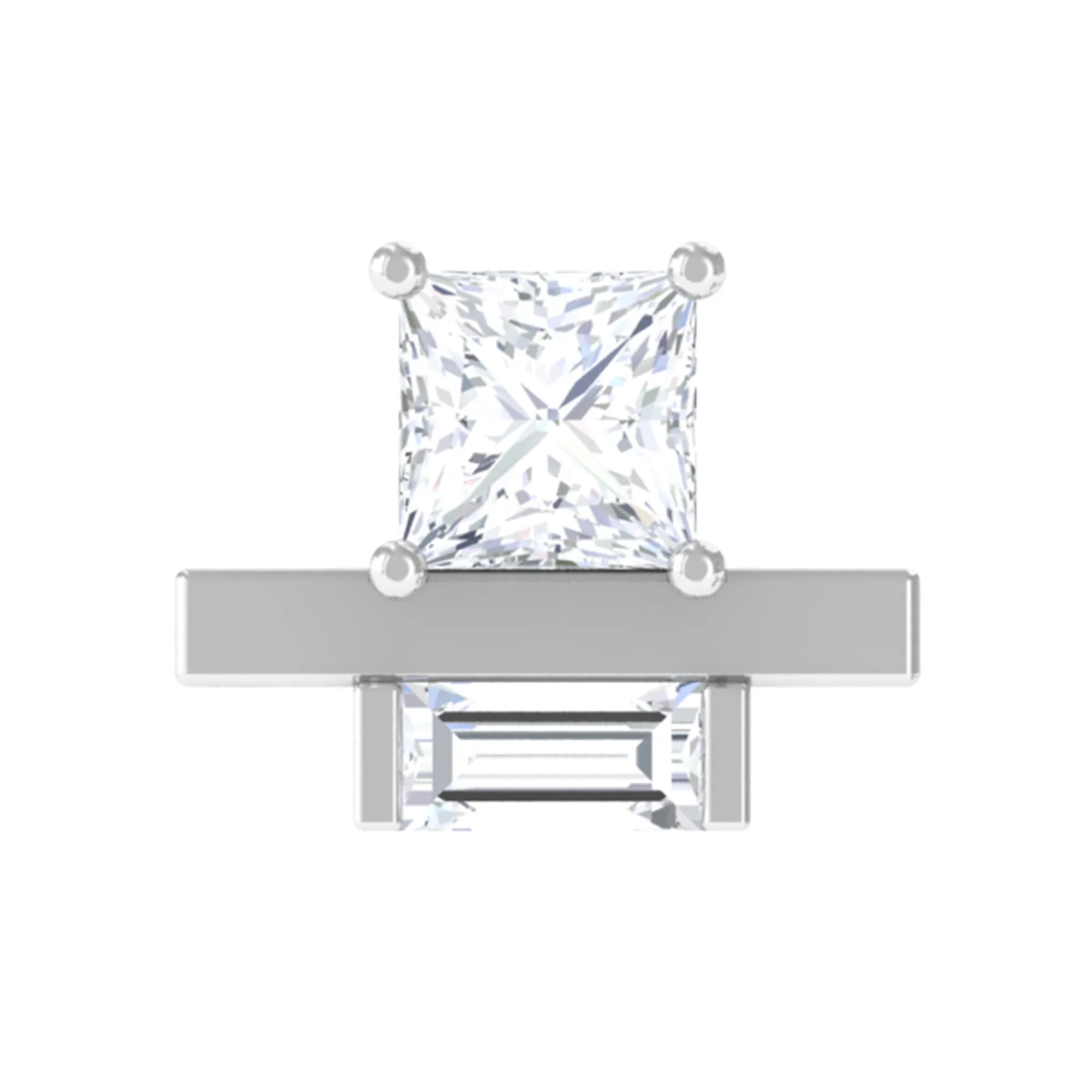 Minimalist Princess Cut Moissanite Cartilage Earring