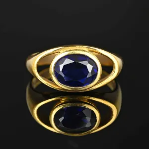 Modernist Russian 18K Gold Sapphire Ring