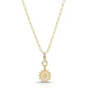 Mother of Pearl Pave Charm Necklace